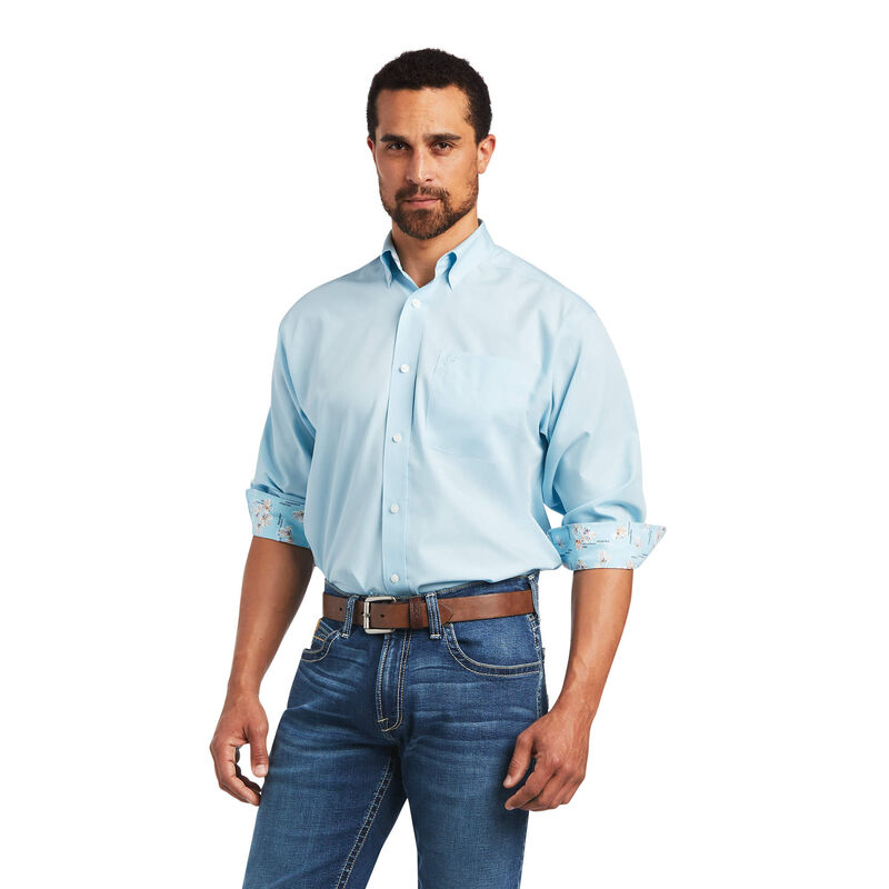 Ariat Hemden Herren - Wrinkle Free Solid Pinpoint Oxford Classic Fit HellBlau ( GZPVC-9856 )